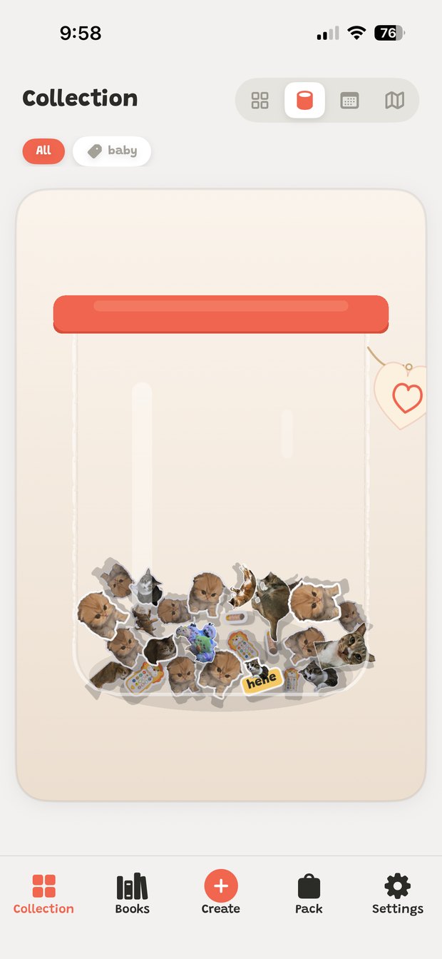 A jar of peeled cat stickers