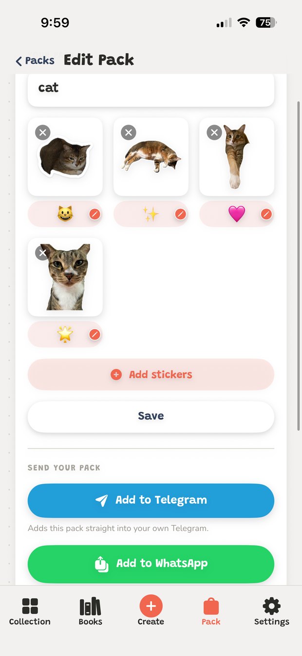 Exporting a sticker pack
